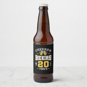 20Th Birthday Cheers And Beers Birthday Beer Bottle Label