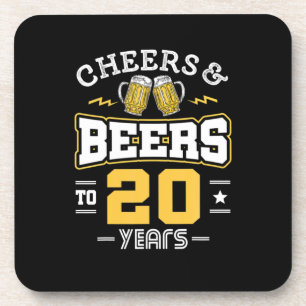 20Th Birthday Cheers And Beers Birthday Beverage Coaster