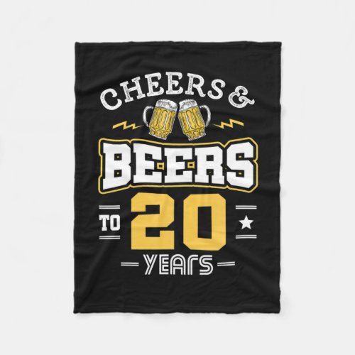 20Th Birthday Cheers And Beers Birthday Fleece Blanket