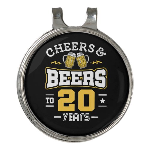 20Th Birthday Cheers And Beers Birthday Golf Hat Clip