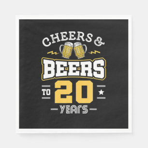 20Th Birthday Cheers And Beers Birthday Napkins