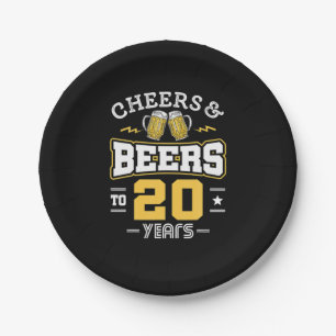 20Th Birthday Cheers And Beers Birthday Paper Plates