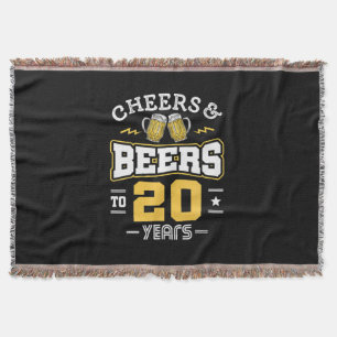 20Th Birthday Cheers And Beers Birthday Throw Blanket