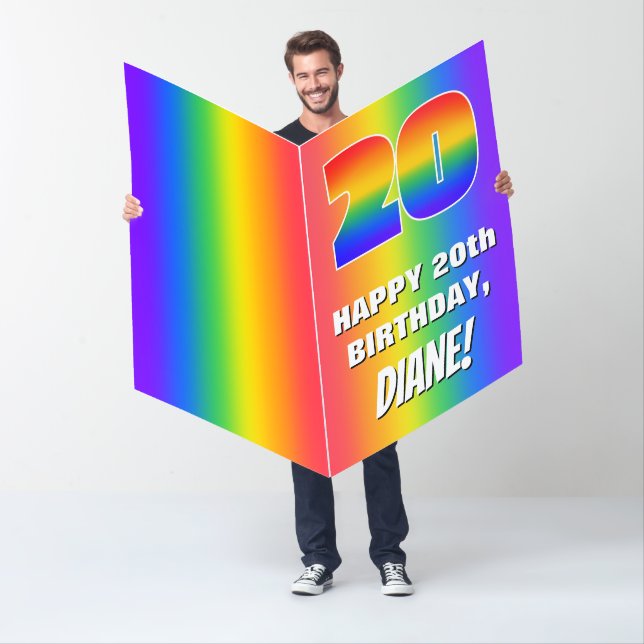 20th Birthday: Colorful, Fun Rainbow Pattern # 20 Card (In Situ)