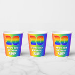 [ Thumbnail: 20th Birthday: Colorful, Fun Rainbow Pattern # 20 Paper Cups ]