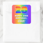 [ Thumbnail: 20th Birthday: Colorful, Fun Rainbow Pattern # 20 Sticker ]