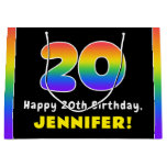 [ Thumbnail: 20th Birthday: Colorful Rainbow # 20, Custom Name Gift Bag ]