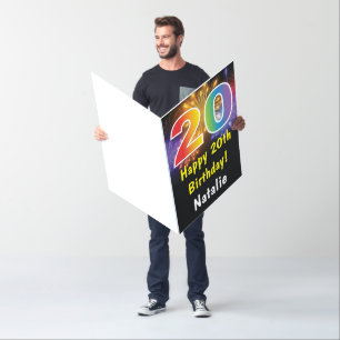 20th Birthday Colorful Rainbow Extra Large Jumbo Card