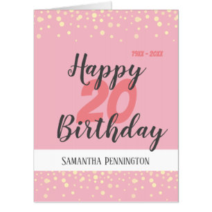 20th Birthday Custom Dates Confetti Card