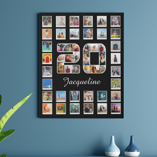 20th Birthday Family Photo Collage 49 Photographs Faux Canvas Print