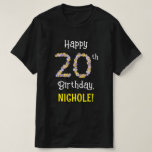 [ Thumbnail: 20th Birthday: Floral Flowers Number “20” + Name T-Shirt ]