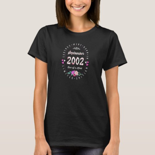 20th Birthday Floral  Legends Born In September 20 T_Shirt