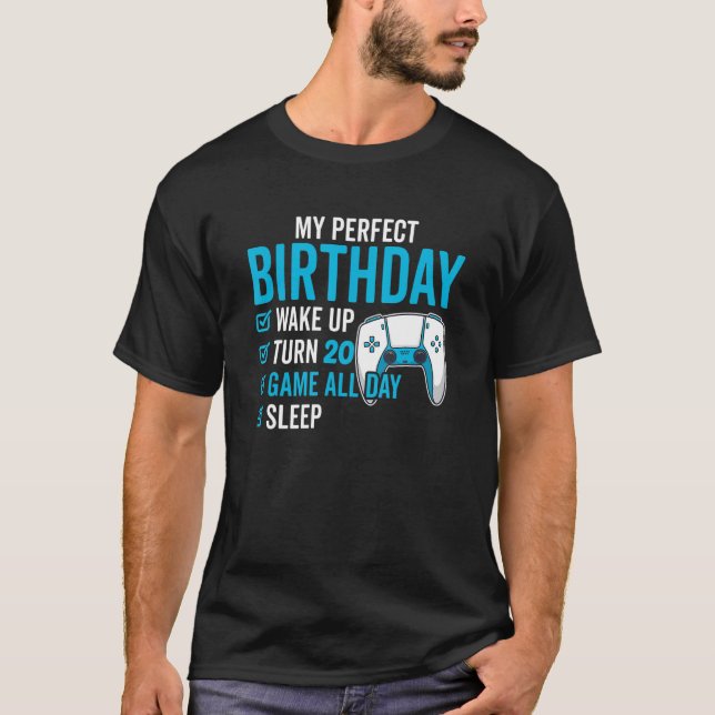20th Birthday  For Boys 20 Years Old  Video Games T-Shirt (Front)