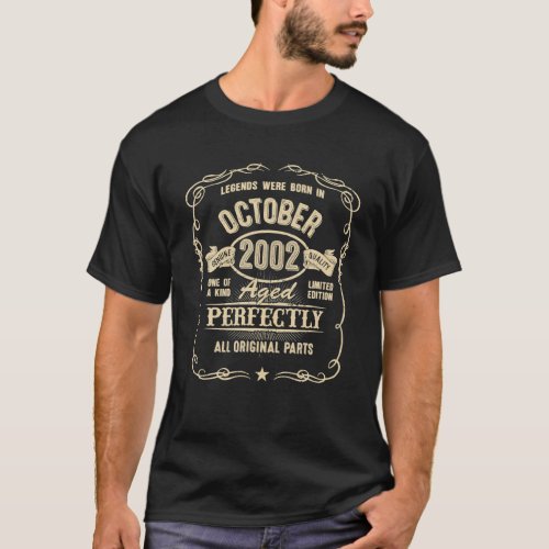 20th Birthday For Legends Born October 2002 20 Yrs T_Shirt
