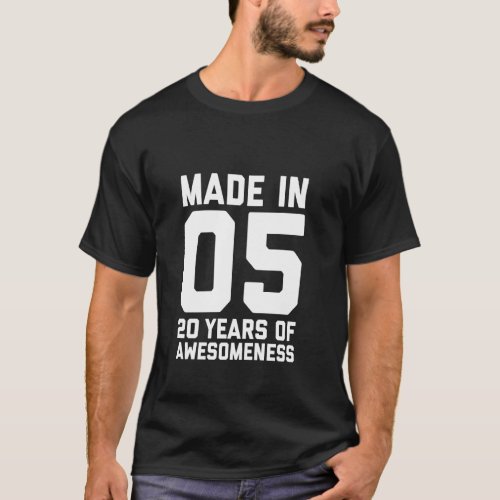 20th Birthday for Men Women Son Daughter Age 20 Ye T-Shirt