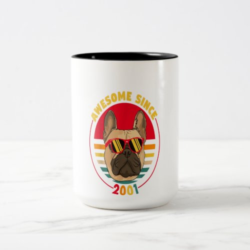 20th birthday  french bulldog awesome since 2001  Two_Tone coffee mug