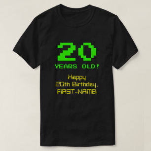 20th Birthday: Fun, 8-Bit Look, Nerdy / Geeky "20" T-Shirt