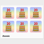[ Thumbnail: 20th Birthday: Fun Cake and Candles + Custom Name Sticker ]
