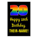 [ Thumbnail: 20th Birthday: Fun, Colorful, Happy, Rainbow # 20 Card ]