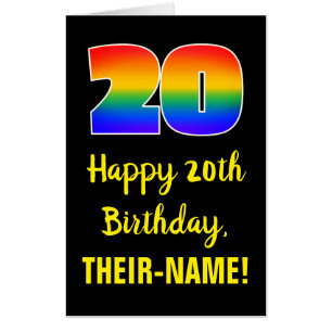 20th Birthday: Fun, Colorful, Happy, Rainbow # 20 Card