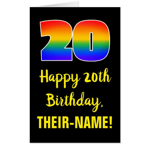 20th Birthday Fun Colorful Happy Rainbow  20 Card