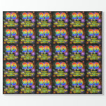 [ Thumbnail: 20th Birthday: Fun Fireworks, Rainbow Look # “20” Wrapping Paper ]