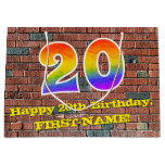 [ Thumbnail: 20th Birthday: Fun, Graffiti-Inspired Rainbow # 20 Gift Bag ]