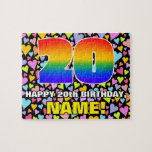 [ Thumbnail: 20th Birthday — Fun, Loving Heart Shapes + “20” Jigsaw Puzzle ]