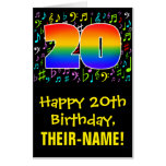 [ Thumbnail: 20th Birthday: Fun Music Symbols + Rainbow # 20 Card ]