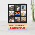 [ Thumbnail: 20th Birthday: Fun Rainbow #, Custom Photos + Name Card ]