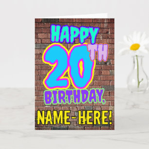 20th Birthday - Fun, Urban Graffiti Inspired Look Card