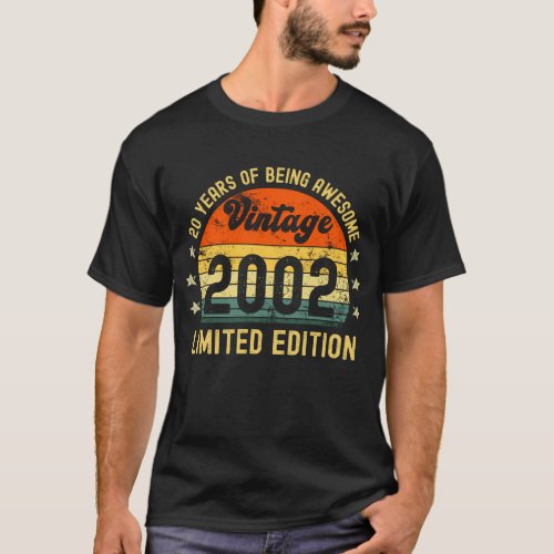 20th birthday gifts vintage 2002 limited edition T_Shirt