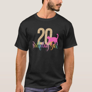 20th Birthday Girl Cat Party Rainbow Cat Twenty Da T-Shirt