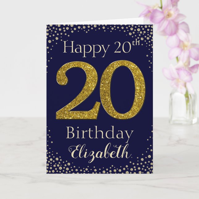 20th Birthday Golden Glitter Card (Orchid)