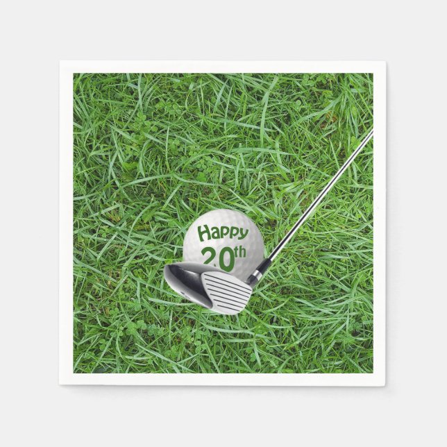 20th Birthday Golf Ball and Club Napkins (Front)