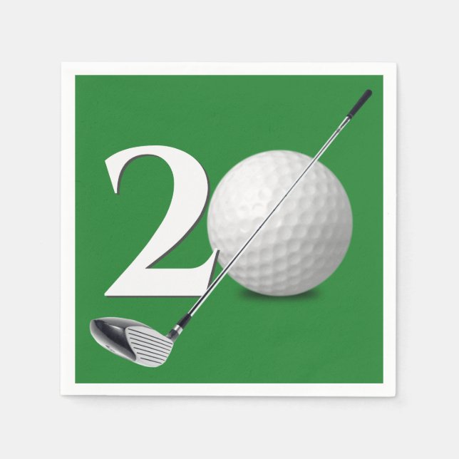 20th Birthday Golf Ball And Club  Napkins (Front)