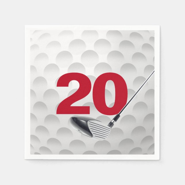 20th Birthday Golf Ball Napkins (Front)