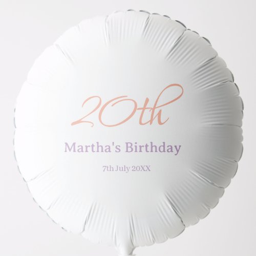 20th birthday green purple name simple trendy mode balloon