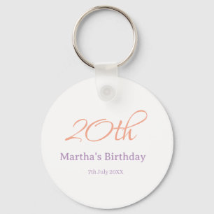 20th birthday green purple name simple trendy mode keychain
