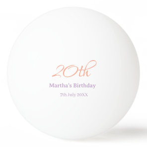 20th birthday green purple name simple trendy mode ping pong ball