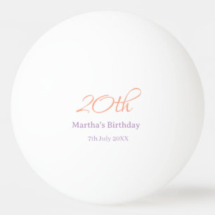 20th birthday green purple name simple trendy mode ping pong ball