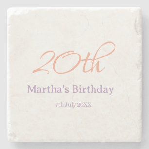 20th birthday green purple name simple trendy mode stone coaster
