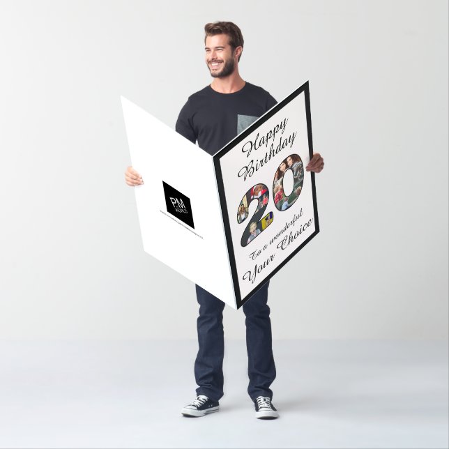 20th Birthday Happy 20 Photo Text Template Huge Card (In Situ)