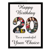 20th Birthday Happy 20 Photo Text Template Jumbo