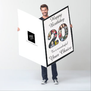 20th Birthday Happy 20 Photo Text Template Jumbo Card