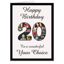 20th Birthday Happy 20 Photo Text Template Large