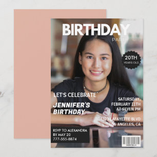 20th birthday invitations Girl Magazine Cover
