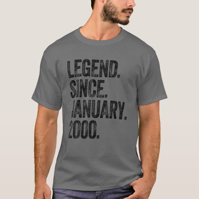 20Th Birthday January Born 20 Years Legend Since 2 T-Shirt (Front)