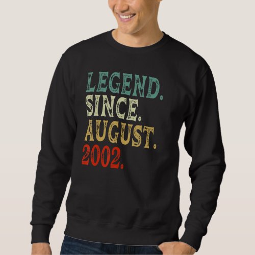 20th Birthday  Legend Since August 2002 20 Years O Sweatshirt