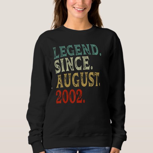 20th Birthday  Legend Since August 2002 20 Years O Sweatshirt